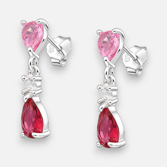 Aro Gotas Circón Rosa Francia y Rubí