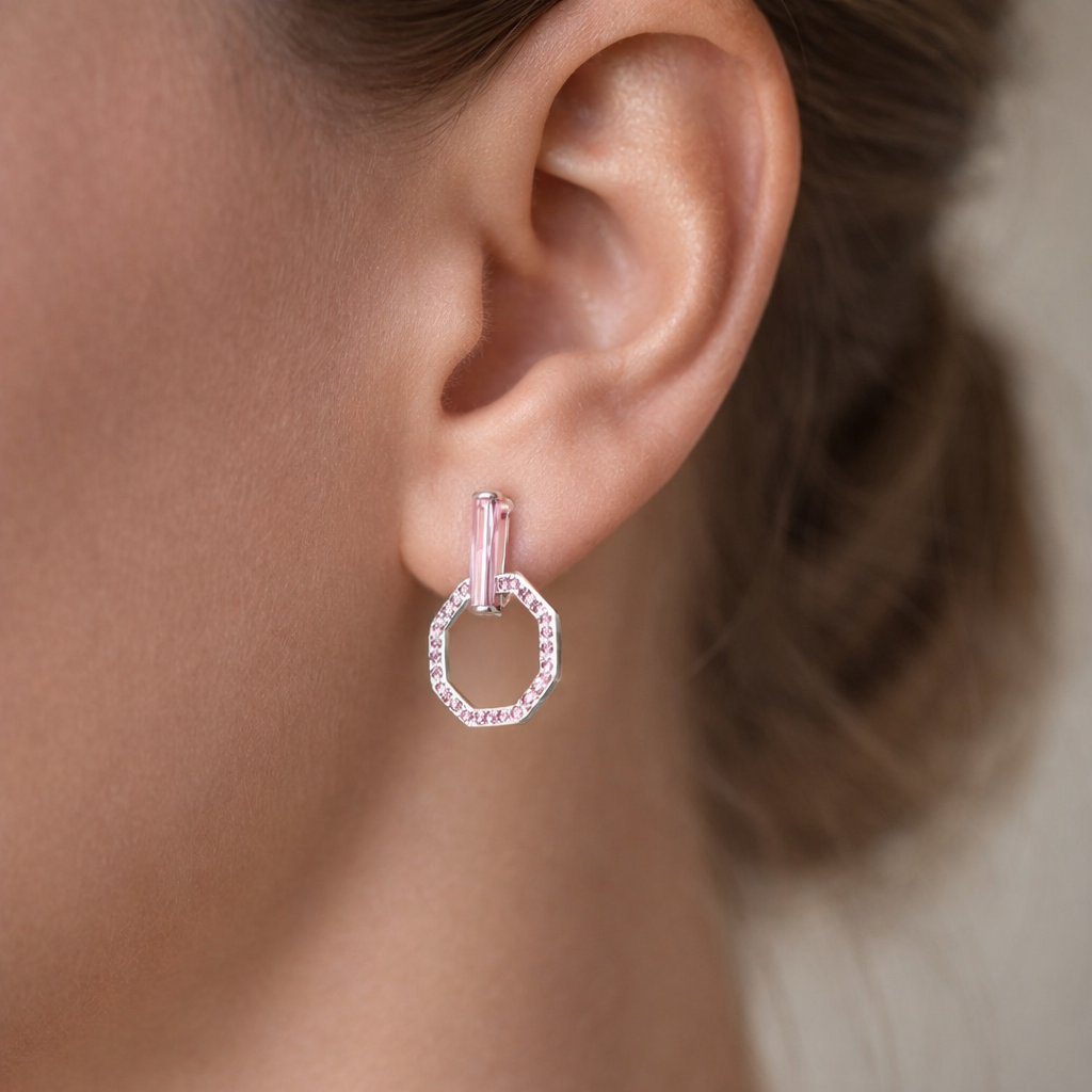 Aro Geométrico Circones Baguette Rosa Francia