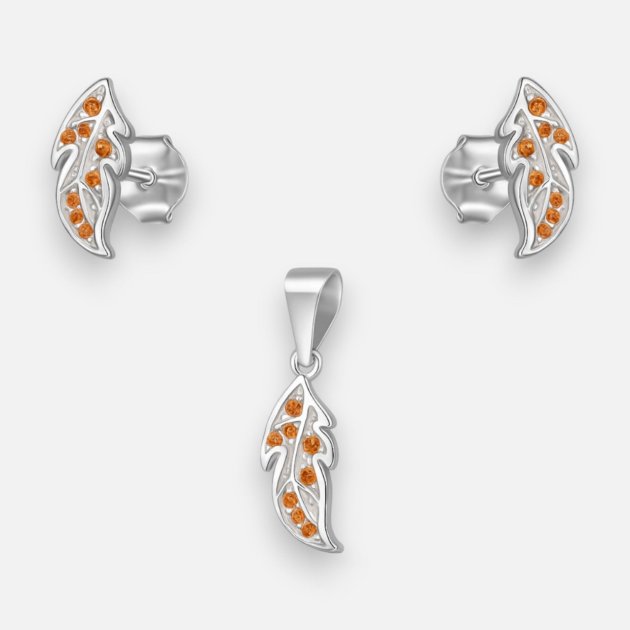Conjunto Pluma Circones Granate Naranja