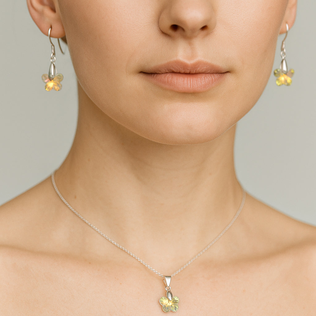 Conjunto Mariposa Cristal Hecho con Swarovski® Tornasol