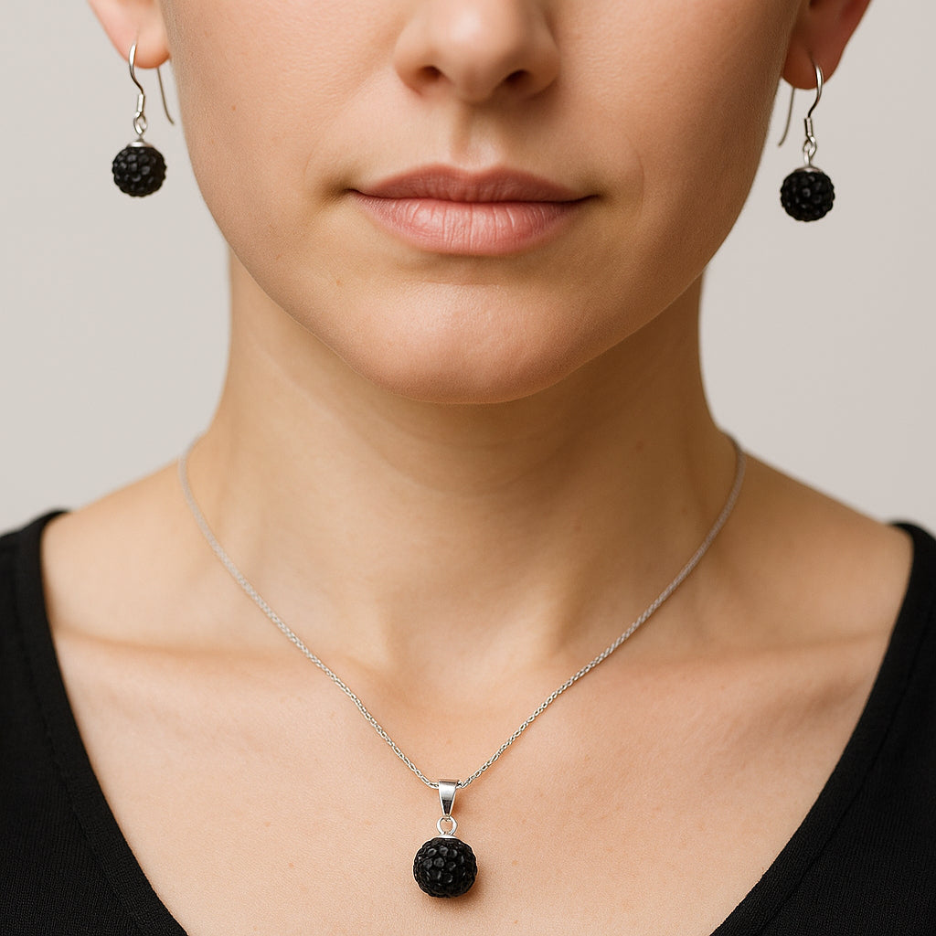 Conjunto Esfera Cristales Negro