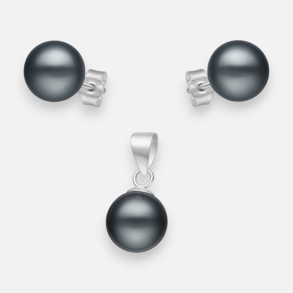 Conjunto Perla Grafito 8 mm