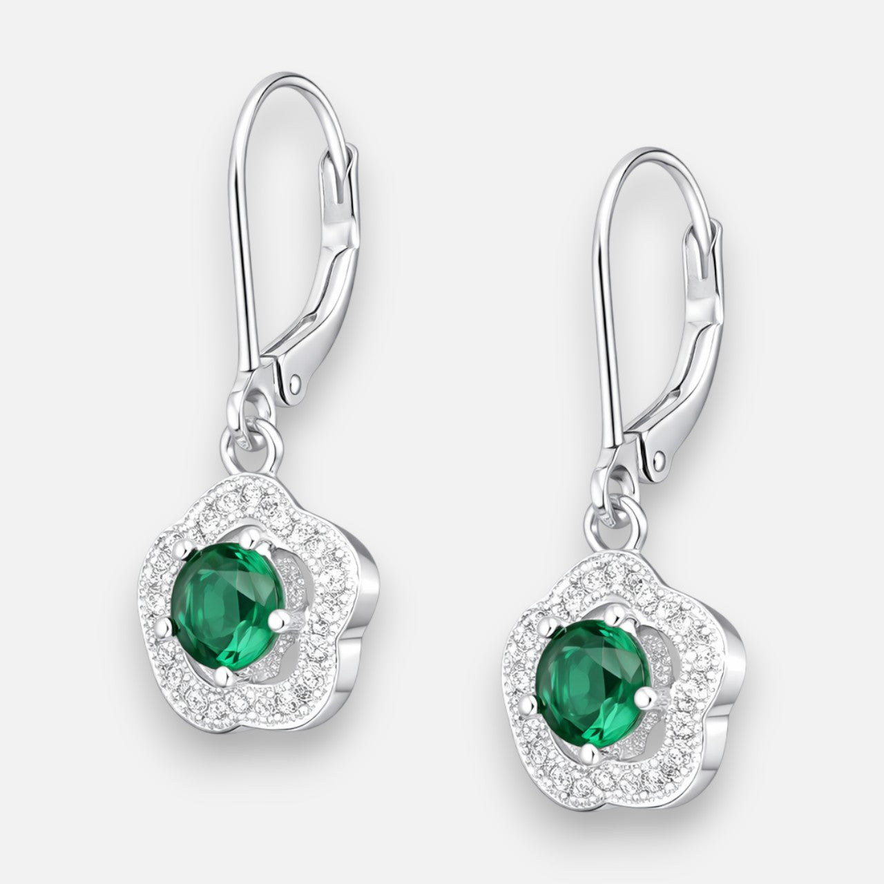 Aro Clip Flor Circón Esmeralda