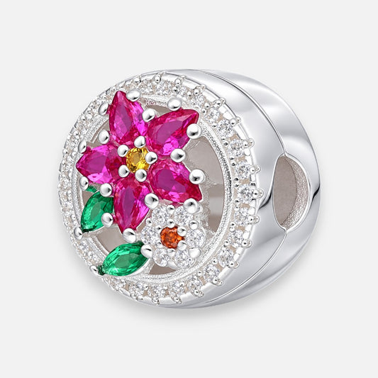Colgante Charm Separador Flores Circones Multicolor