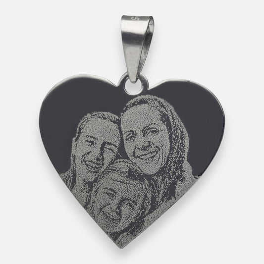 Colgante Corazón Grande con Fotograbado 25x28 mm