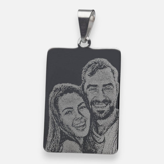 Colgante Placa Rectangular Grande con Fotograbado 30x22 mm