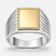 Anillo Sello Facetado en Oro