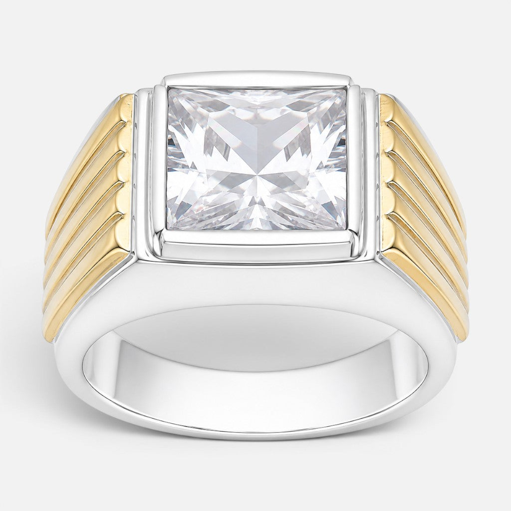 Anillo Sello Circón y Oro
