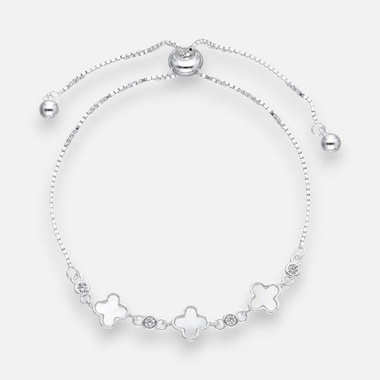 Pulsera Ajustable Trébol de la Suerte Nácar Circones