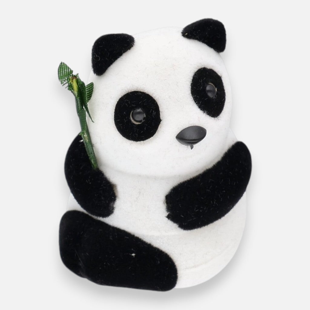 Oso Panda de Terciopelo para Anillo