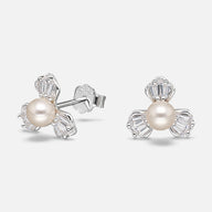 Aros Flor Circones Baguette Perla