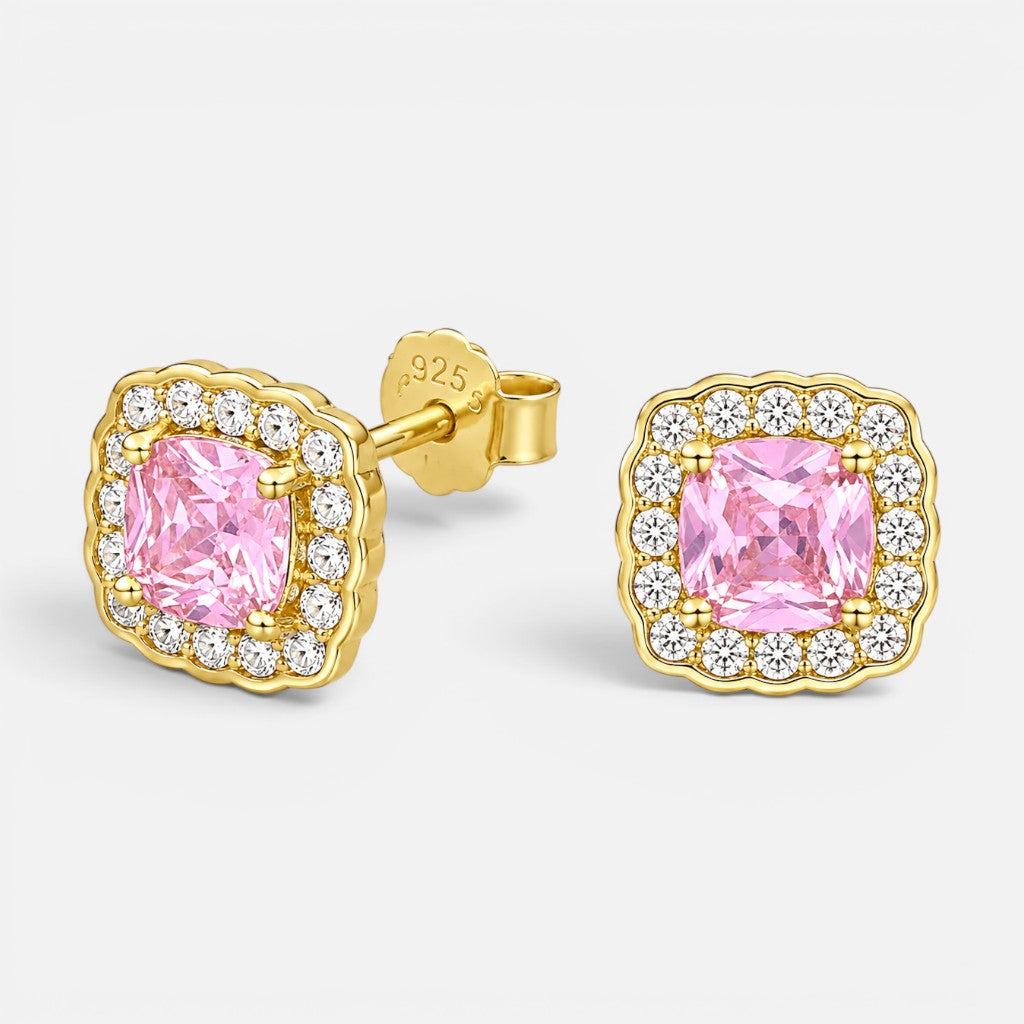 Aro Circón Rosa Francia 8x8 mm