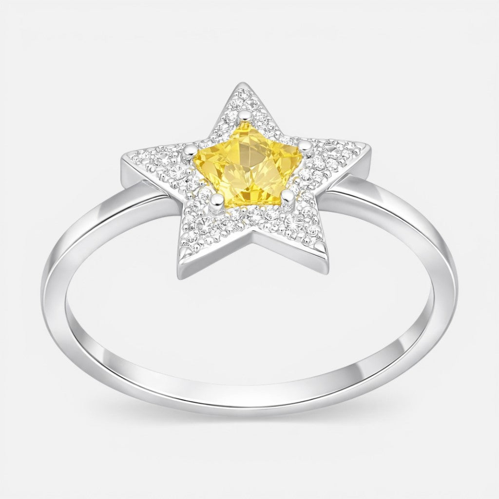 Anillo Estrella Circón Amarillo