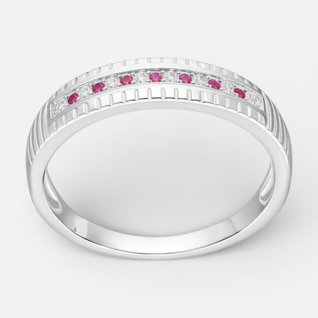 Anillo Cintillo Circones Rubí