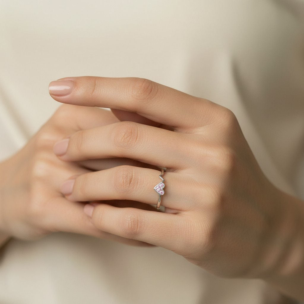 Anillo Corazón Diagrama de Rayo Circones Rosa Francia