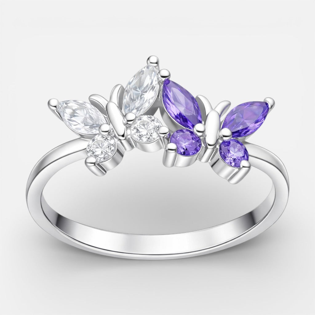 Anillo Mariposas Circones Amatista