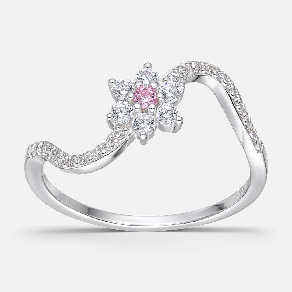 Anillo Ondulado Flor Circones Rosa Francia