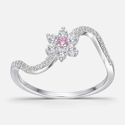 Anillo Ondulado Flor Circones Rosa Francia