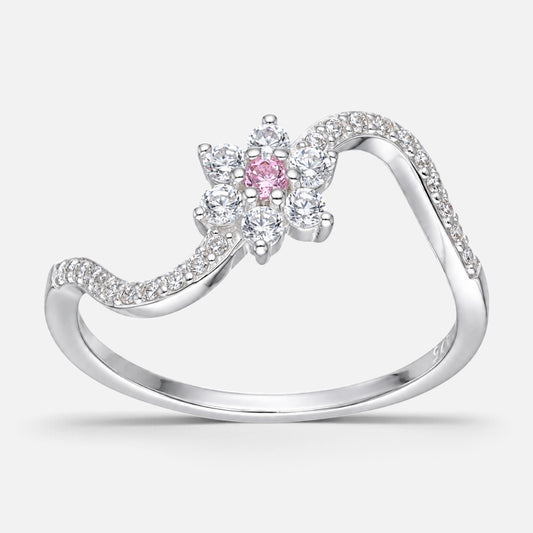 Anillo Ondulado Flor Circones Rosa Francia