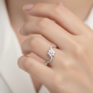 Anillo Ondulado Flor Circones Rosa Francia