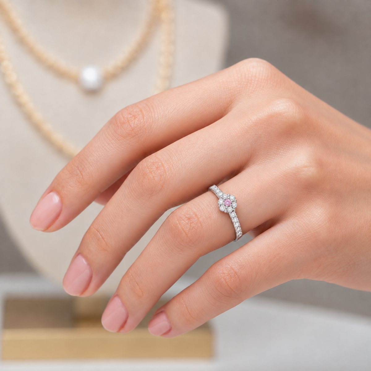 Anillo Flor Circones Rosa Francia