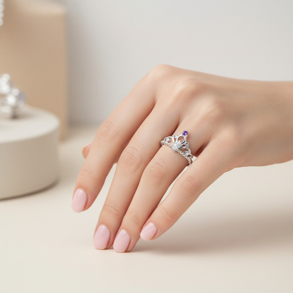 Anillo Corona Circones Amatista