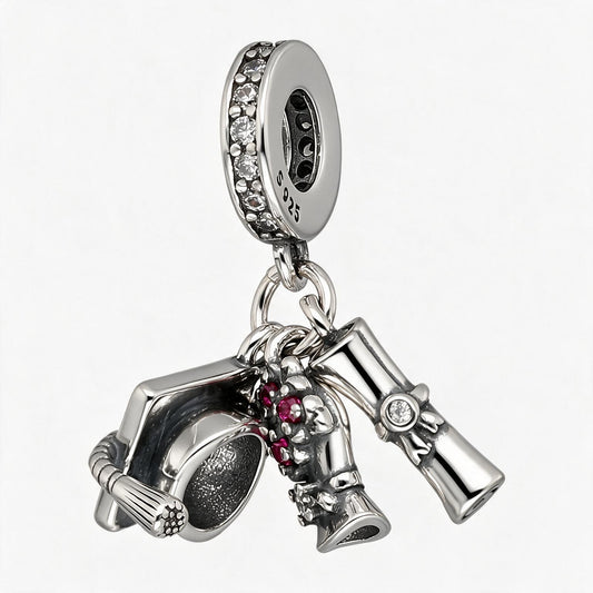 Colgante Charm Diploma Birrete Flores Graduación Licenciatura