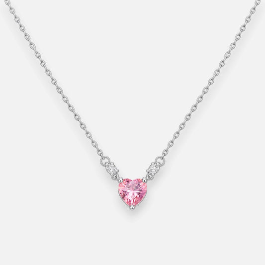 Collar Corazón Circón Rosa Francia