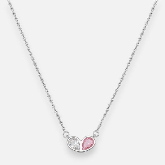 Collar Corazón Gotas Circones Rosa Francia