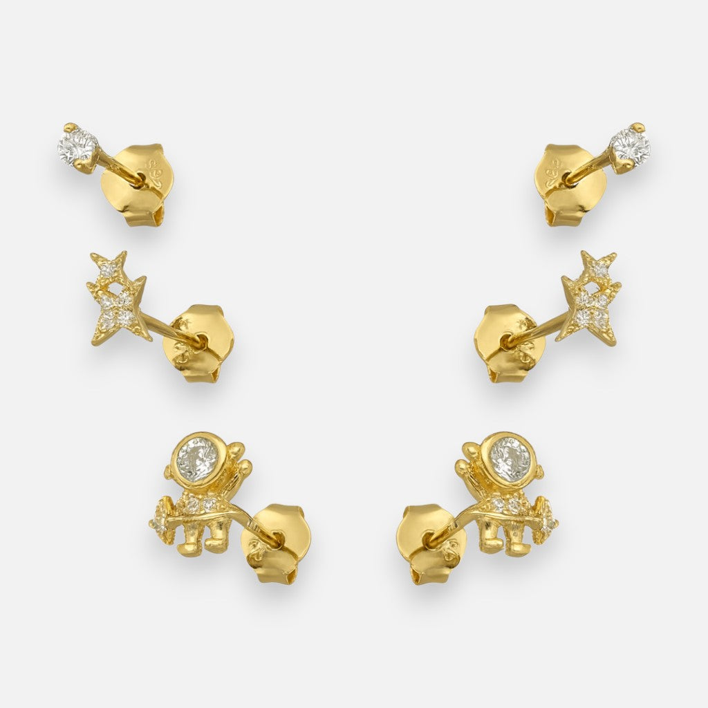 Set Aros Minimalista Estrellas Astronauta Circones