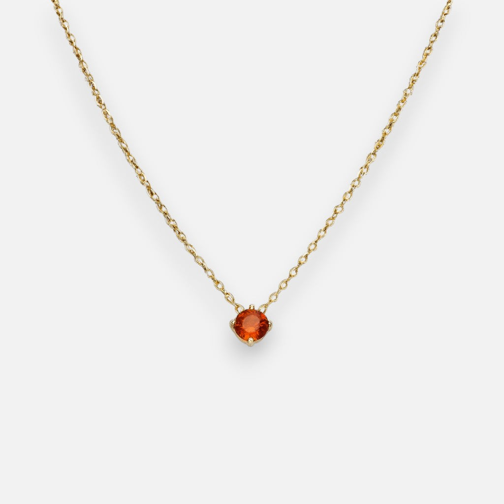 Collar Circón Punto de Luz Granate Naranja 4 mm