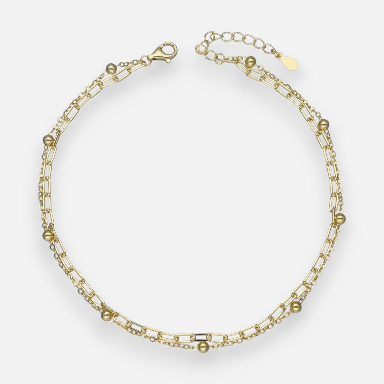 Tobillera Doble Desigual Esferas