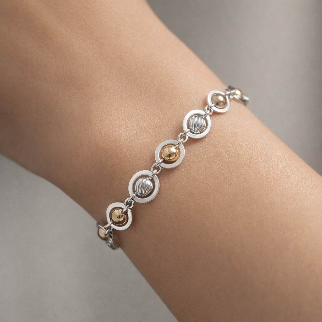 Pulsera Esferas Facetadas con Oro