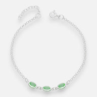 Pulsera Óvalos Cristales Verde Manzana