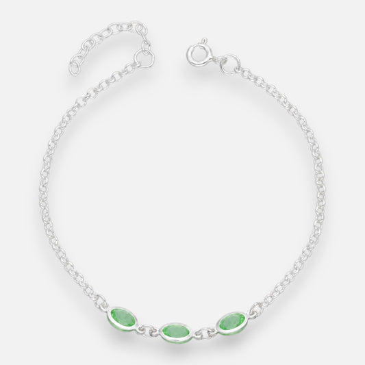 Pulsera Óvalos Cristales Verde Manzana