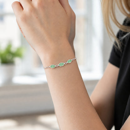 Pulsera Óvalos Cristales Verde Manzana