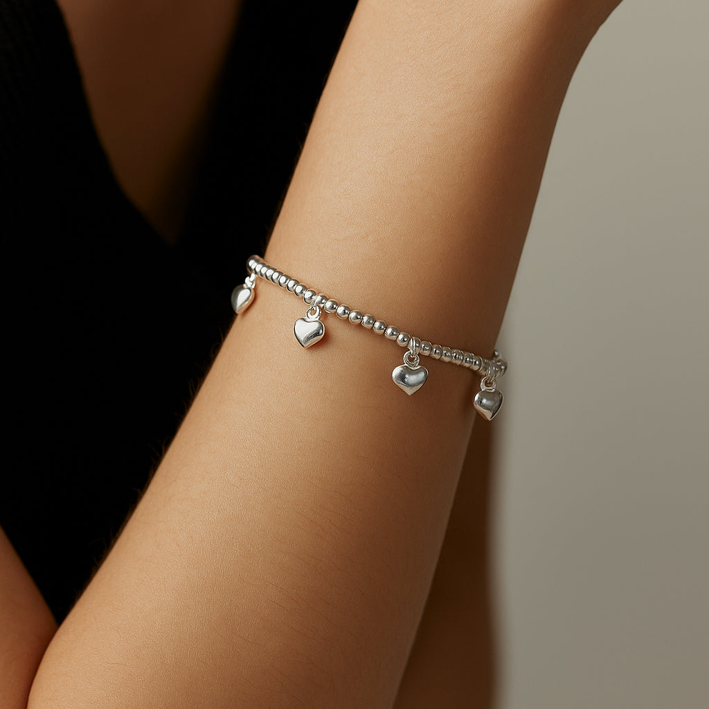 Pulsera Esferas y Corazones