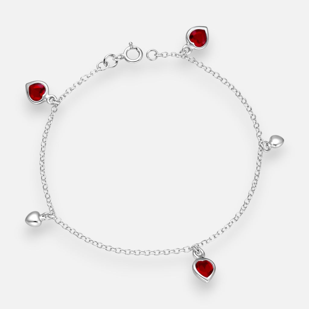 Pulsera Corazones Circones Rubí