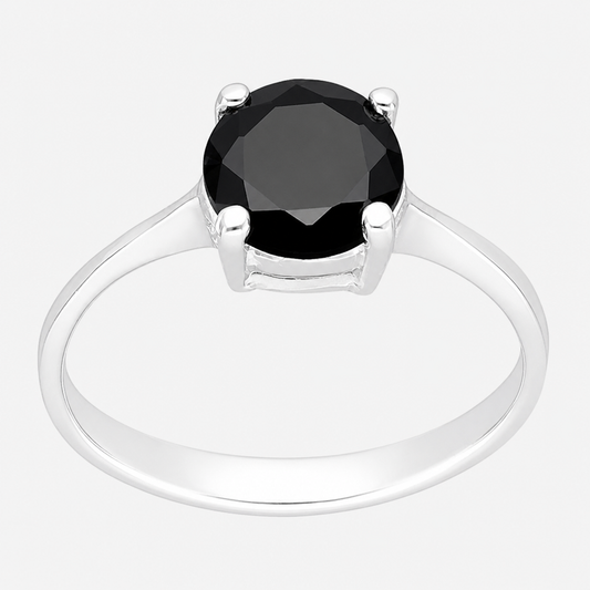 Anillo Solitario Circón Ónix