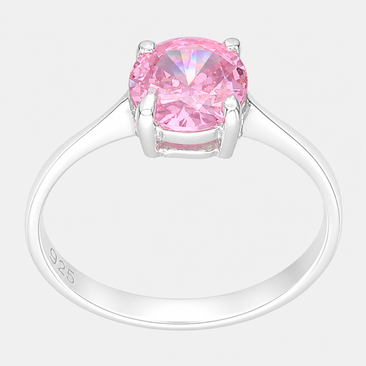Anillo Solitario Circón Rosa Francia
