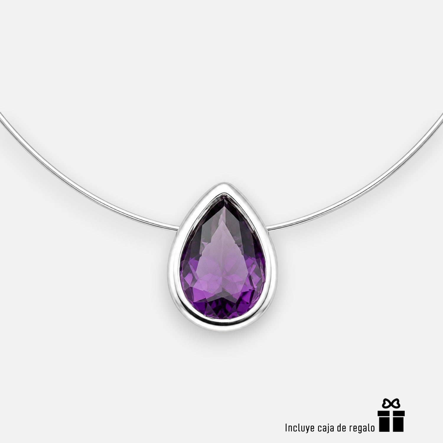Collar Fantasma Gota Circón Amatista