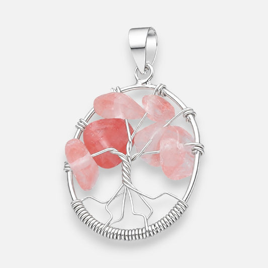 Colgante Árbol de la Vida Cuarzo Rosado