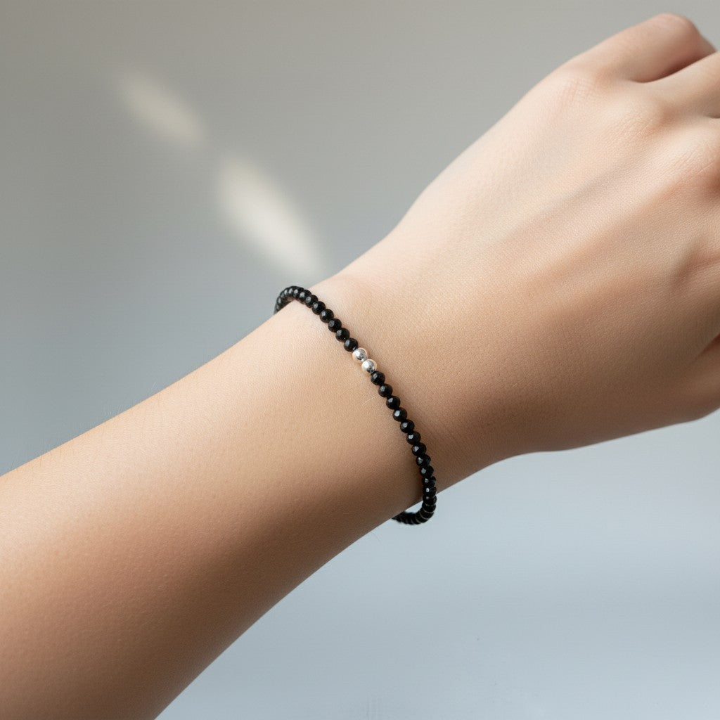 Pulsera Esferas Cristales Negros