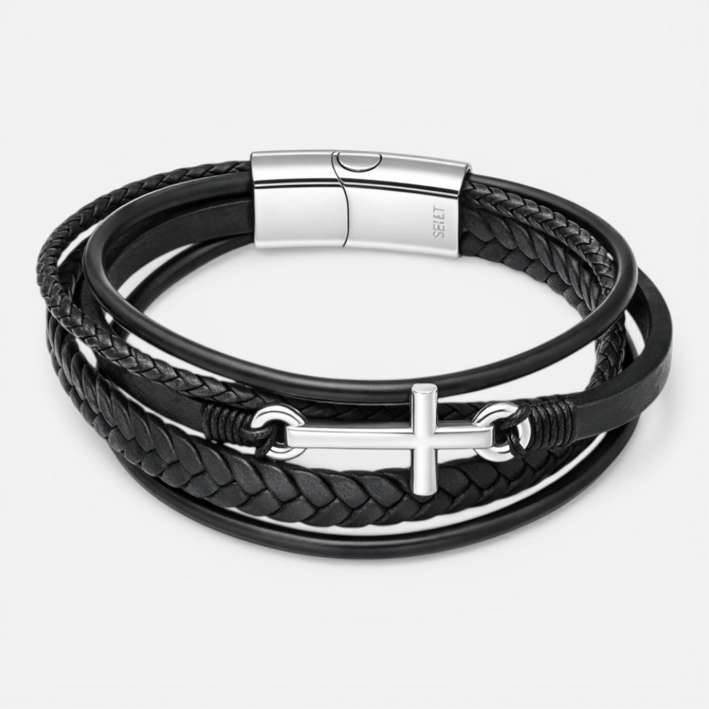 Pulsera Acero Quirúrgico Trenzada Cruz