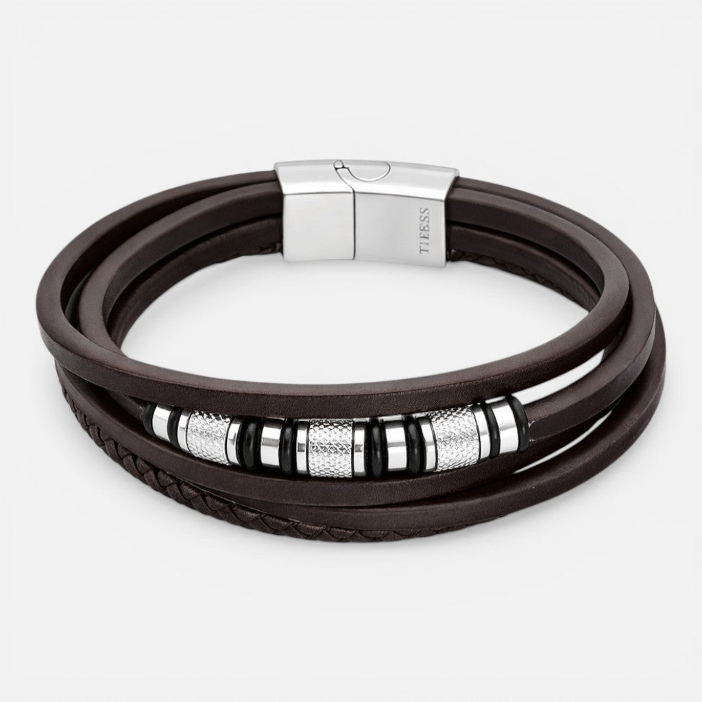 Pulsera Acero Quirúrgico Trenzada Cilindros Facetados