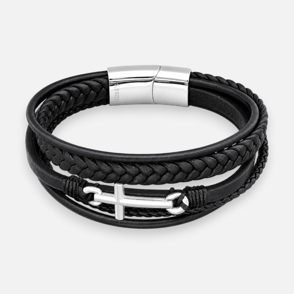 Pulsera Acero Quirúrgico Trenzada Cruz