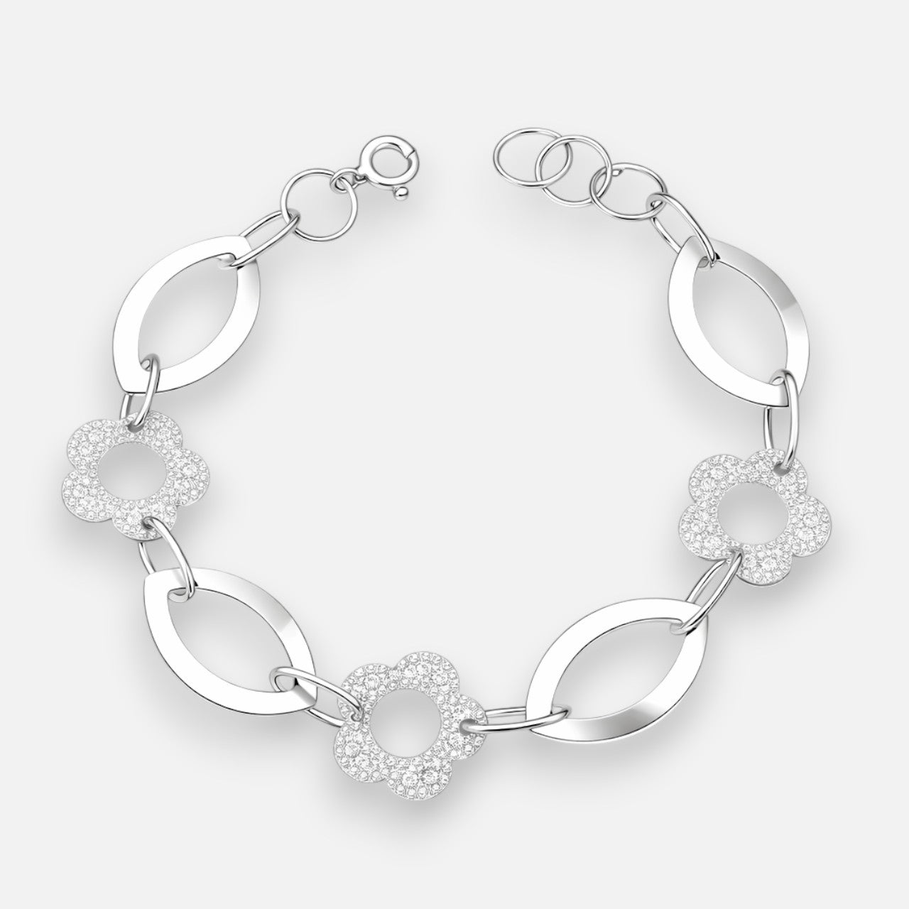 Pulsera Óvalos Flores Facetadas