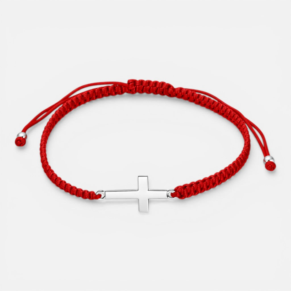 Pulsera Ajustable Hilo Rojo Trenzada Cruz