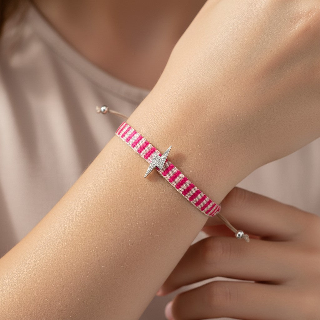 Pulsera Cinta Fucsia Ajustable Rayo Circones
