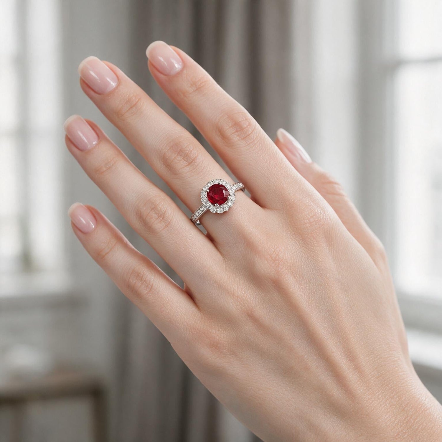 Anillo Flor Circón Granate Naranja